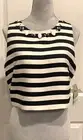 NWT Eliza J Crop Top Sleeveless Bejeweled Stripped 10 Full Zip Nautical