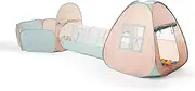 UTEX 3-in-1 Pop-Up Kids Play Tent with Tunnel & Ball Pit, Indoor & Outdoor Playhouse for Kids, Boys, Girls, Babies & Toddlers (Orange Pink/Light Green)