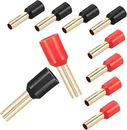 DINHEAROM Car Stereo Speaker Wire Connectors 10 Pack Gold Plated Terminals Red 14ga Cables Easy to Install Tube Terminal Plugs for Audio System