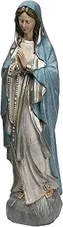 [Comfy Hour] Mindful and Sacred Collection 20" Resin Art Maria Praying Figurine, Cream & Light Blue