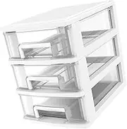 Happyyami Three Layer Plastic Drawer Storage Box Portable Multifunctional Organizer for Desktop Transparent White for Home Office Study Sundries Storage