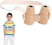 Binoculars for Kids | Adjustable Wooden Binoculars Toy with Strap,Portable Educational Learning Tool, Compact Binoculars with Strap for Bird Watching Camping