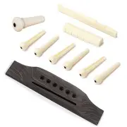 6 String Acoustic Guitar Rosewood Bridge Saddle Nut Pins Set Style B, Beige