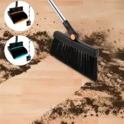 Broom and Dustpan Set with Adjustable Handle 180° Rotating Sweeping Brush+&