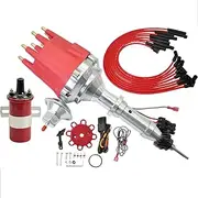 V8 Small Cap Hei Distributor Upgrade+ 45k Canister Coil + 8mm Usa Plug Wires
