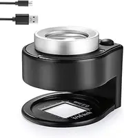 30X Coin Magnifier, USB Rechargeable 6 Lights Portable Metal Eye Loupe Sewing Magnifying Glass for Textile Optical Jewelry Tool Coins Currency Stamps (Black)