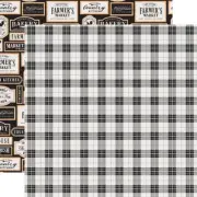 2 Sheets of Echo Park FARMHOUSE KITCHEN 12x12 Cardstock - Picnic Plaid