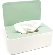 YUESUO Wipe Dispenser Holder Storage Box Case, Household Large Capacity Portable Storage Box Keeps Clean and Fresh (Green+White)
