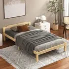Single Bed Frame Wooden Bed Base with Solid Wood Pine Timber Slats, Oak Bed Foun