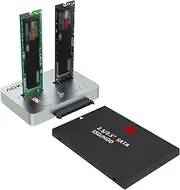 AOKO M.2 Duplicator NVMe to SATA Docking Staion for M.2 PCIe NVMe/M.2 SATA and 2.5" /3.5" SATA SSD/HDD with Offline Cloning