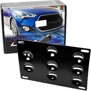 iJDMTOY KDM Style Front Bumper Tow Hole Adapter License Plate Mounting Bracket for 2011-up Hyundai Veloster