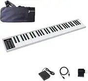 Piano Keyboard 61 Keys, Slim Portable Electronic Keyboard Piano for Beginner Kids, MIDI Bluetooth Keyboard with Sustain Pedal, Piano Bag