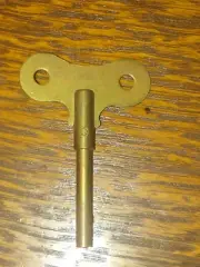 Old Long Brass Clock Key Size - 2.50mm - Marked "H.J. OLSEN WATERTOWN"