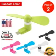 2x Portable Fan USB / Type C Tablets Micro For Android Mini Fan (Random Color)