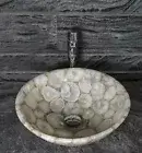 Handmade White Agate Round Sink | Bathroom Wash Basin | Vanity Countertop Decor