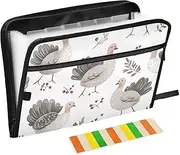 Quteprint 13 Pockets Expanding File Folder with Zipper Closure, Cute Turkeys Leaves Accordion File Folder with Sticky Labels, Letter Size A4 Papers Expandable File Document Organizer