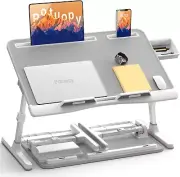 Laptop Stand for Bed, Leather Adjustable Bed Desk Table Tray, X-Large Folding L