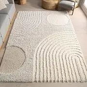 Striped Comfort Abstract Shag Rug 9x12 Beige,Beige,9 X 12