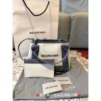 在飛比找Yahoo!奇摩拍賣優惠-Balenciags 巴黎世家 新款 亞麻材質拼皮革 帆布包