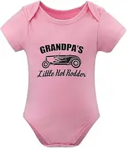 [WOOYONGING] Grandpa's Little Hot Rodder Bodysuits Baby Boy Short Sleeve Cotton Onesie White 9 Month Boy Romper