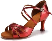 [HIPPOSEUS] Women's Satin Latin Dance Shoes Professional Indoors Ballroom Salsa Social Beginner Dance Practice Shoes