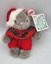 San Francisco Music Box Co Vintage Christmas Musical Plush Mouse Jingle Bells
