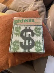 1981 Money Dollar Sign Cash Latch Hook Vintage Betty Wilkinson Latchkits 12" NOS