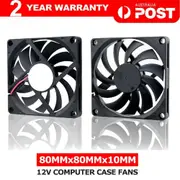 2PCS 80x80x10mm DC 12V Brushless Cooling Fan Silent Computer CPU Cooling Fans
