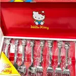 日本進口HELLO KITTY不鏽鋼湯匙叉子共八組ㄧ盒