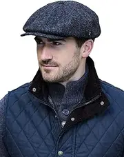 [Mucros Weavers] Newsboy Tweed Cap Irish Hat for Men's 8 Piece Flat Driving Cap Made in Ireland