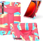[elitegadget] Hybrid Case for Samsung Galaxy Tab S9 FE+ Plus 12.4" (SM-X610/X616) / Galaxy Tab S9+ Plus 12.4" (SM-X810/X816/X818) - Dual Layer Hybrid Case Cover with Kickstand (Candy/Pink)