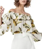 Witchery Sz 10 Leaf Print Off Shoulder Top NEW W Tags