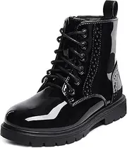[DREAM PAIRS] Boys Girls Side Zipper Combat Ankle Boots(Toddler/Little Kid