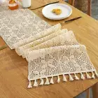 Lace Crochet Table Runner with Tassel Cotton Hollow Tablecloth Dining Ornaments