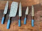 Hand Forged Carbon Steel Chef Set, Kitchen Set, Kitchen Knife Set