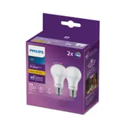 Philips A60 E27 LED 1150Lm Warm White 10W Globe - 2 Pack