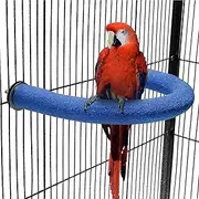 FrgKbTm U Shape Parrot Perch Stand Toy Bird Platform Sand Paw Grinding Clean Stick Exercise Conure Budgie Cockatiel Cage Accessories (Blue)