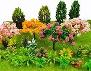 MOMOONNON 28 Pcs Miniature Fairy Garden Tree Plant Ornament, Mixed Model Trees 1-3 Inches, Miniature Dollhouse Pots Decor Moss Bonsai Micro Landscape DIY Craft Garden Ornament