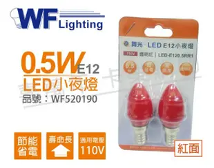 (2卡) 舞光 LED 0.5W 110V 紅 E12 神明小夜燈_WF520190