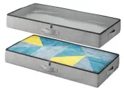 2-Pack Under Bed Storage Containers Low Profile Underbed 4.5 Inches Tall Grey