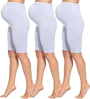 Sibinulo Schwangerschaftshose, Kurze Umstandsleggings aus Baumwolle, Freizeithose für Schwangere, Umstandsmode Blickdichte Schwarz, Marineblau,Grau, 3er Pack