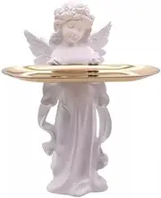 Tray Statue Sculpture with Tray Desktop High-end Angel Girl Statue Tray, Creative Perfume Tray for Dressing Table, Resin Ornaments, Holiday Gifts