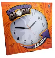 Funny Black Backwards Joke Wall Clock (9") Large Numbers. Runs Counterclockwi...