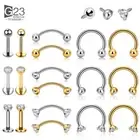 5Pcs G23 Titanium 16G CZ Tragus Eyebrow Piercing Body Jewelry Labret Lip Ring St