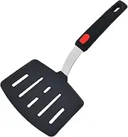 Professional Silicone Spatula – High Heat Resistant Fish & Pancake Turner, Wide Flexible Blade for Non-Stick Pans, Dishwasher Safe (Black Grip Design)