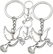 [Healeved] 4Pcs Pigeon Keychain Bag Charm Pendant Cute and Elegant Decoration for Keys Bags and
