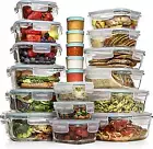 35 Pc Set Glass Food Storage Containers with Lids - Meal Prep Airtight Bento Box