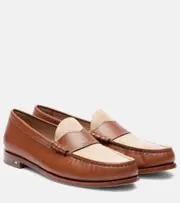 [Max Mara] Max Mara Logo leather and suede mocassins AU 5.5 brown