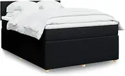 Generic Box Spring Bed with Mattress Black Double Fabric,3287963
