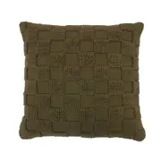Bambury Harris 500GSM 100% Cotton Square Checkerboard Cushion Olive 50x50cm